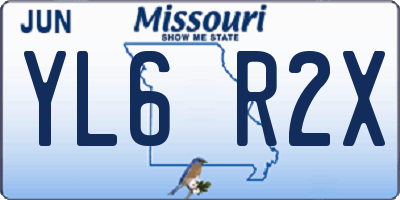 MO license plate YL6R2X