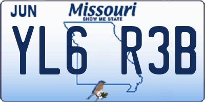 MO license plate YL6R3B