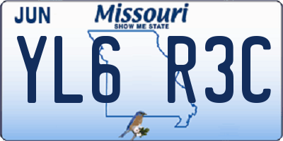 MO license plate YL6R3C