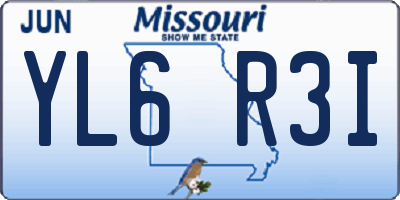 MO license plate YL6R3I