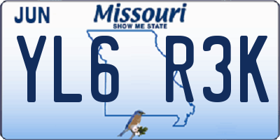 MO license plate YL6R3K
