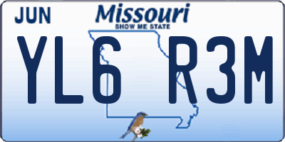 MO license plate YL6R3M