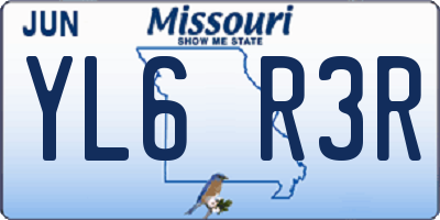MO license plate YL6R3R