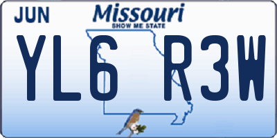 MO license plate YL6R3W