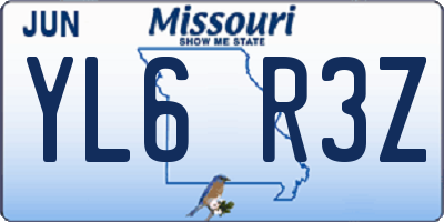MO license plate YL6R3Z