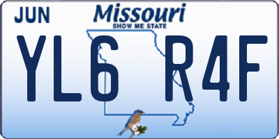MO license plate YL6R4F