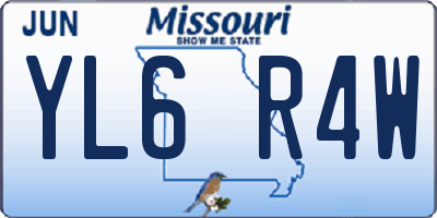 MO license plate YL6R4W