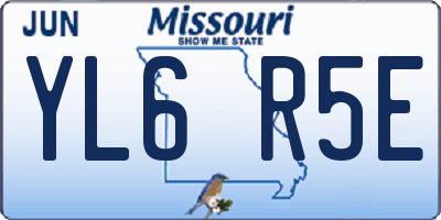 MO license plate YL6R5E