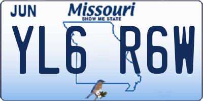 MO license plate YL6R6W