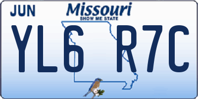 MO license plate YL6R7C