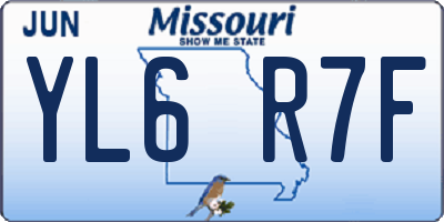 MO license plate YL6R7F