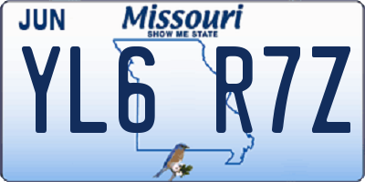 MO license plate YL6R7Z