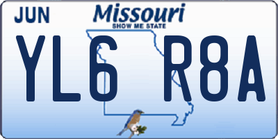 MO license plate YL6R8A