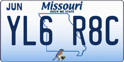 MO license plate YL6R8C