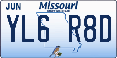 MO license plate YL6R8D
