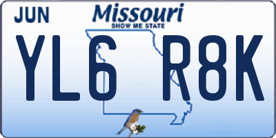 MO license plate YL6R8K