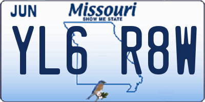 MO license plate YL6R8W