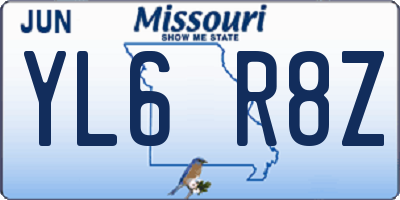 MO license plate YL6R8Z