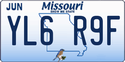 MO license plate YL6R9F