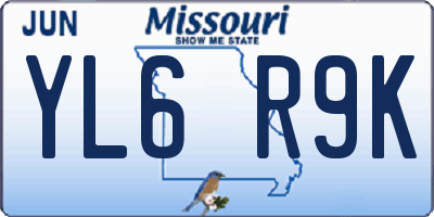 MO license plate YL6R9K