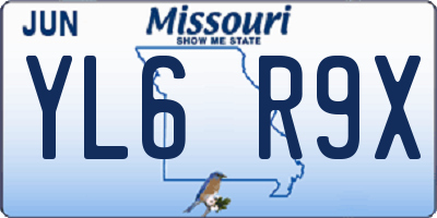 MO license plate YL6R9X