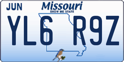 MO license plate YL6R9Z