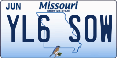 MO license plate YL6S0W