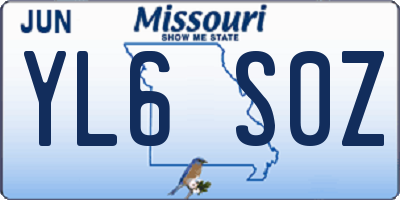 MO license plate YL6S0Z