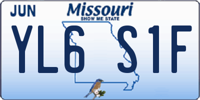 MO license plate YL6S1F