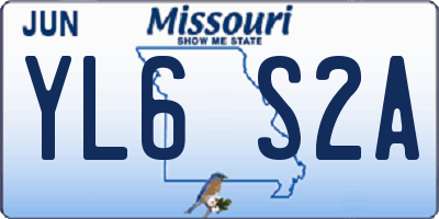 MO license plate YL6S2A