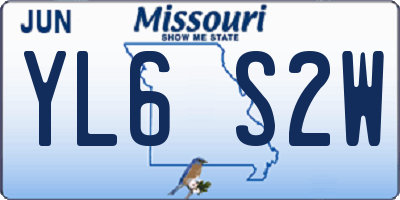 MO license plate YL6S2W