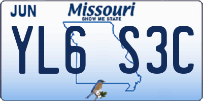 MO license plate YL6S3C