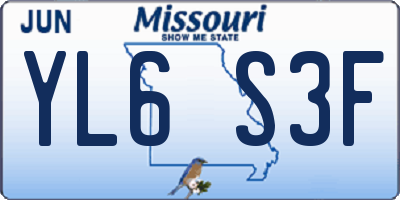 MO license plate YL6S3F