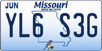 MO license plate YL6S3G