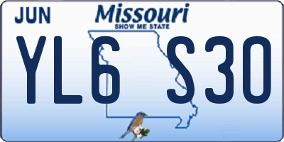 MO license plate YL6S3O