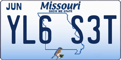 MO license plate YL6S3T