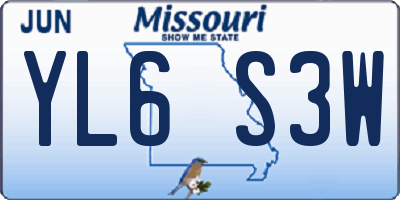 MO license plate YL6S3W