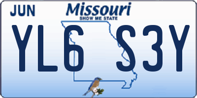 MO license plate YL6S3Y