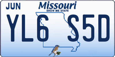 MO license plate YL6S5D