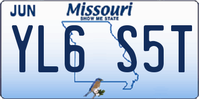 MO license plate YL6S5T