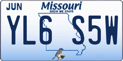 MO license plate YL6S5W
