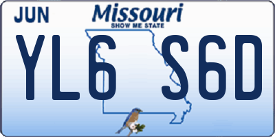 MO license plate YL6S6D