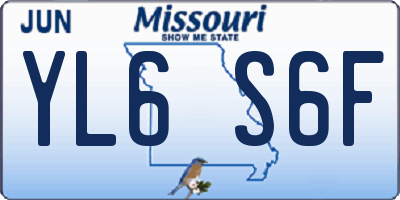 MO license plate YL6S6F