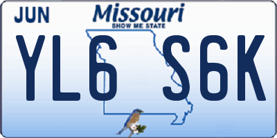 MO license plate YL6S6K