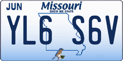 MO license plate YL6S6V