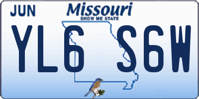 MO license plate YL6S6W