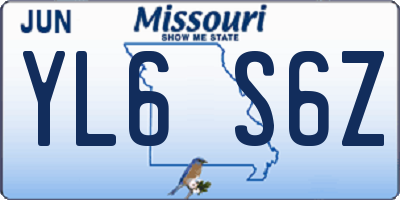 MO license plate YL6S6Z