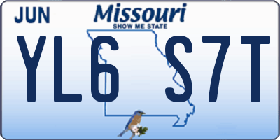 MO license plate YL6S7T