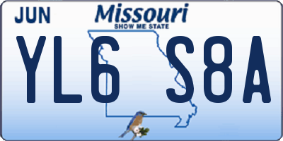 MO license plate YL6S8A