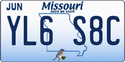 MO license plate YL6S8C